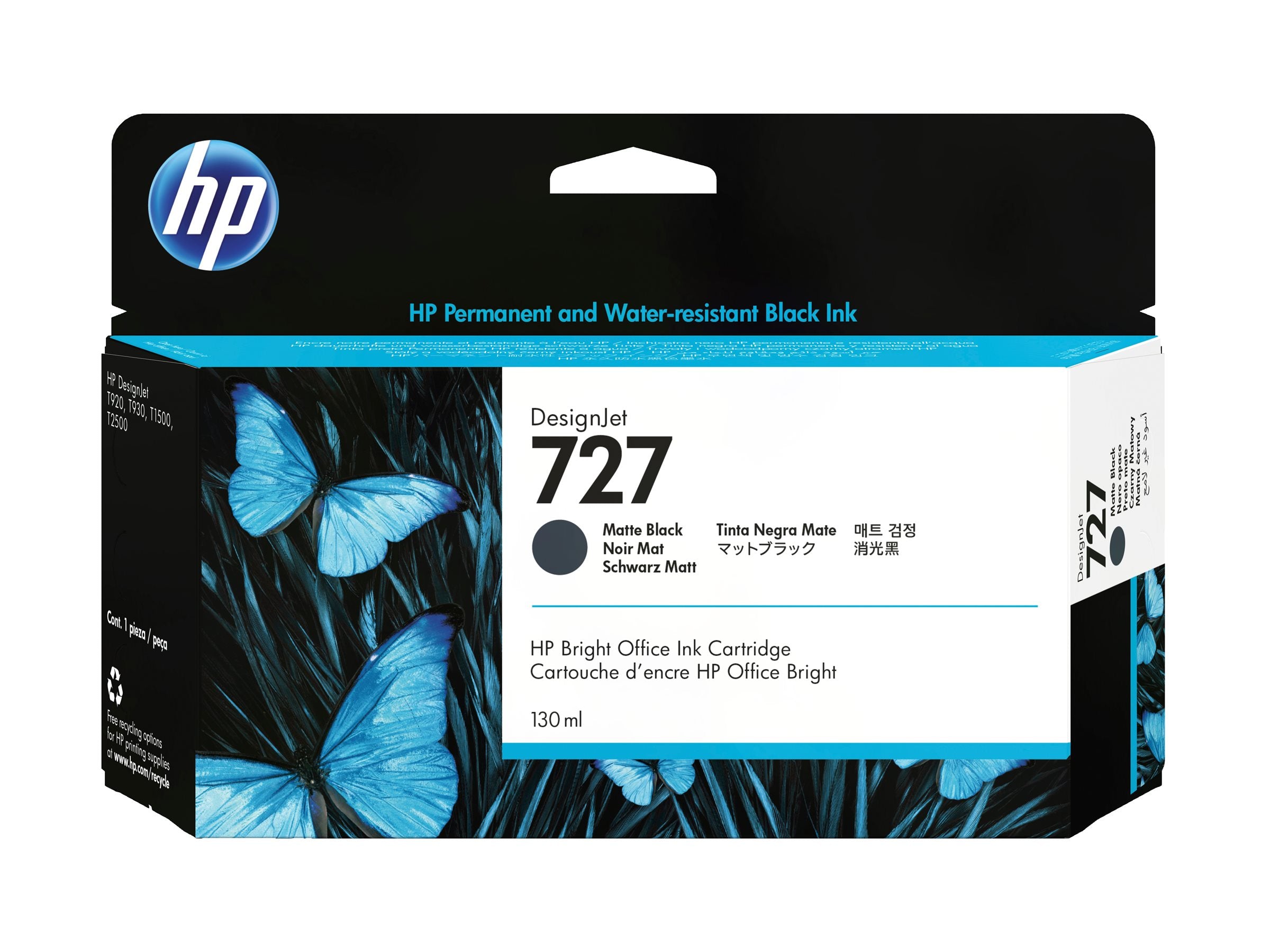 HP 727 Original Tinte matt schwarz Vorderansicht