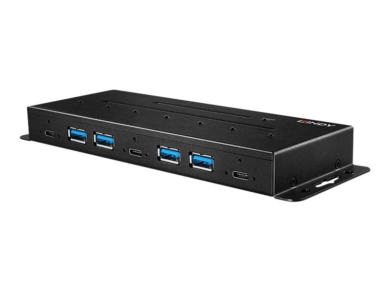 LINDY 7 Port USB 3.1 Gen 2 Metall Hub Seitenansicht