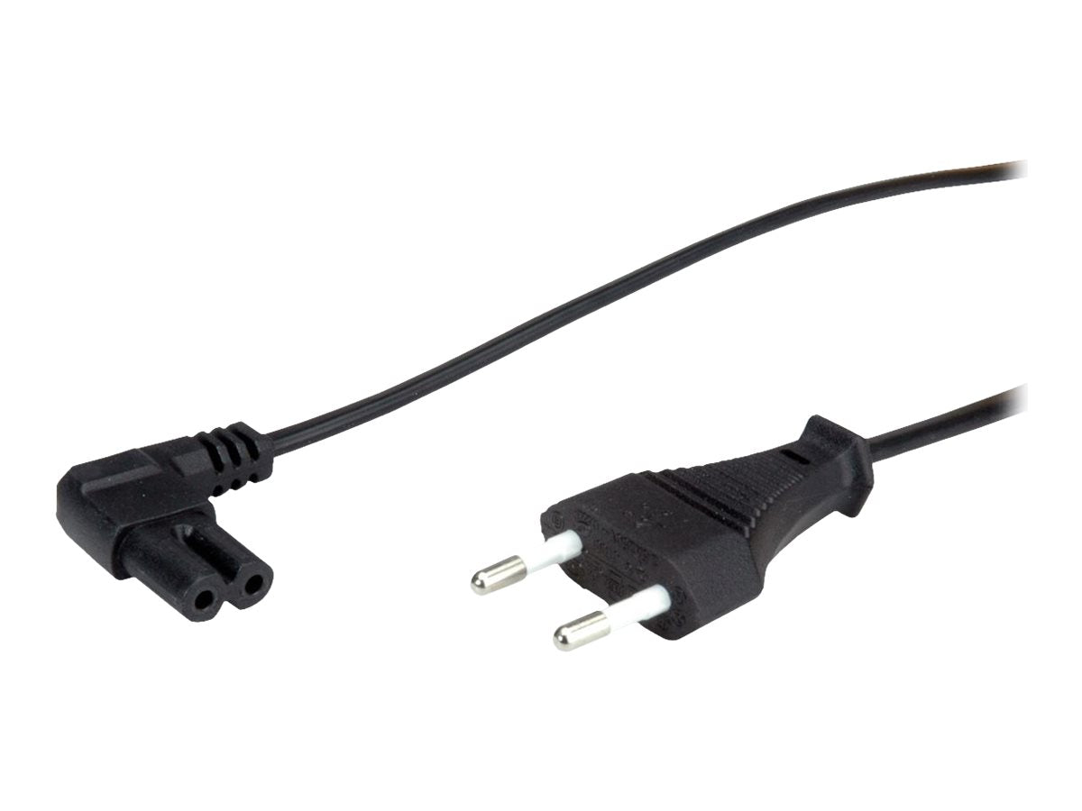 VALUE Netzkabel Euro-Flachstecker auf C7 gewinkelt 2polig schwarz 1,8m - Vorderansicht