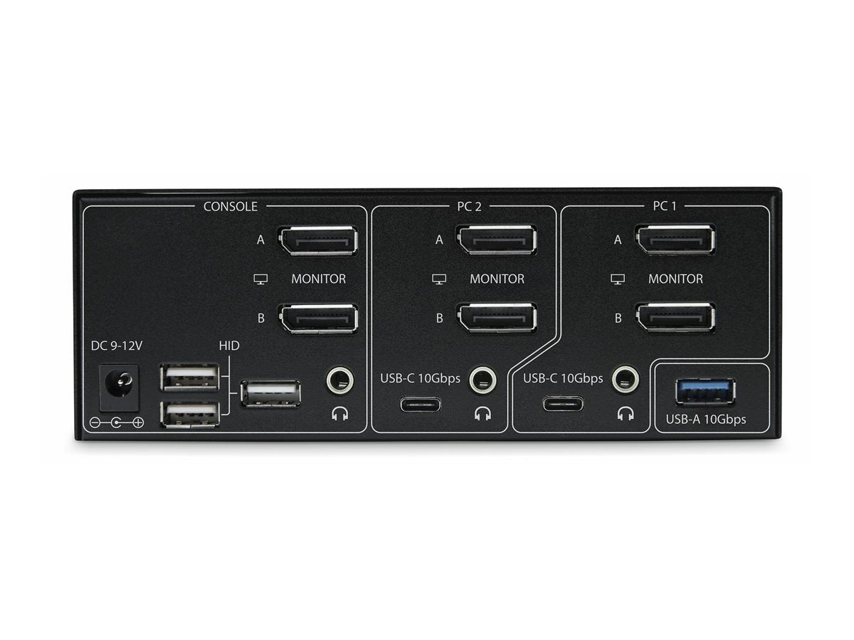 STARTECH.COM 2-Port Dual-Monitor DisplayPort KVM Switch DP 1.4 8K 60Hz 4K 144Hz 2x USB 3.2 10Gbps Ports KVM Umschalter