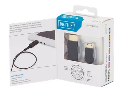 DIGITUS HDMI High Speed Anschlusskabel Type-C-A HighFlex 2.0m Detailansicht