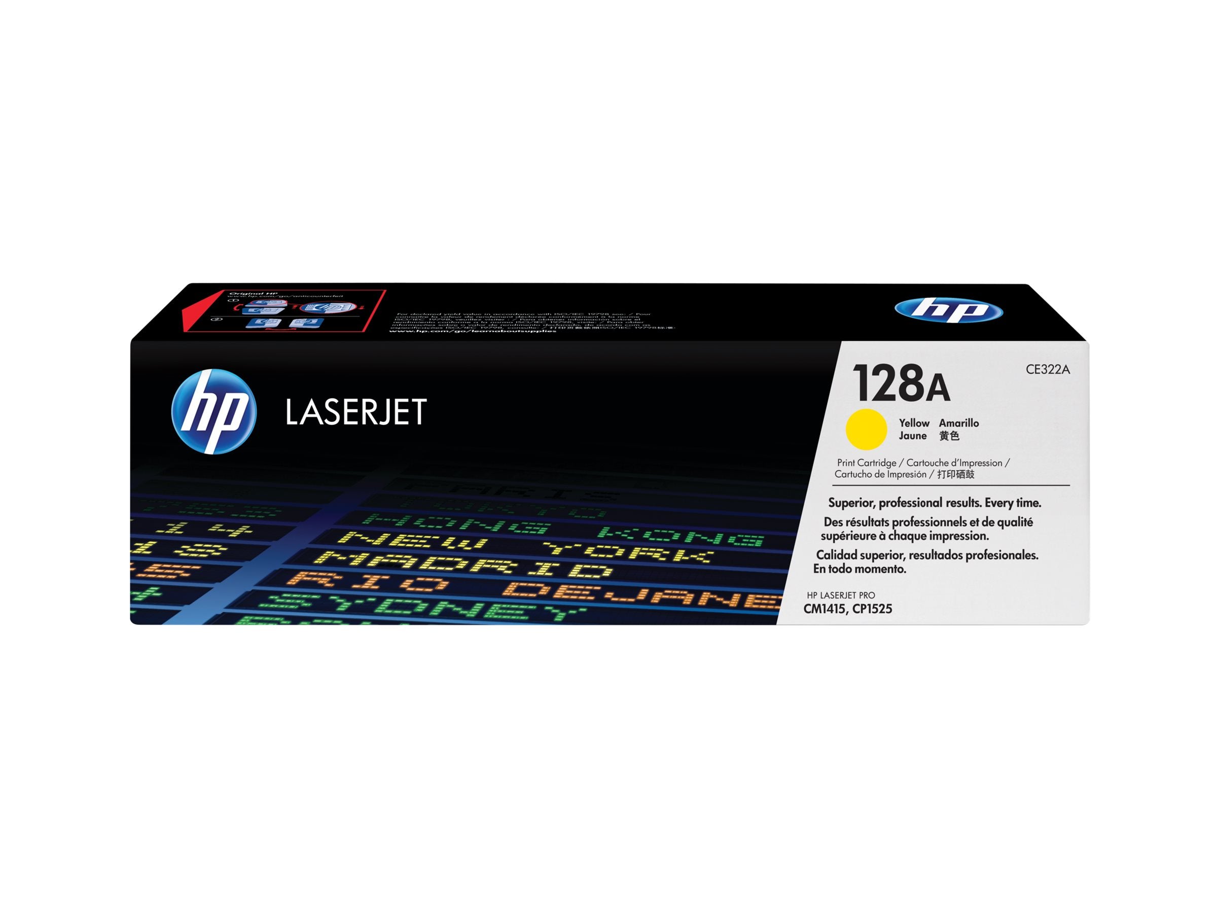 HP 128A original LaserJet Tonerpatrone CE322A gelb - Verpackung