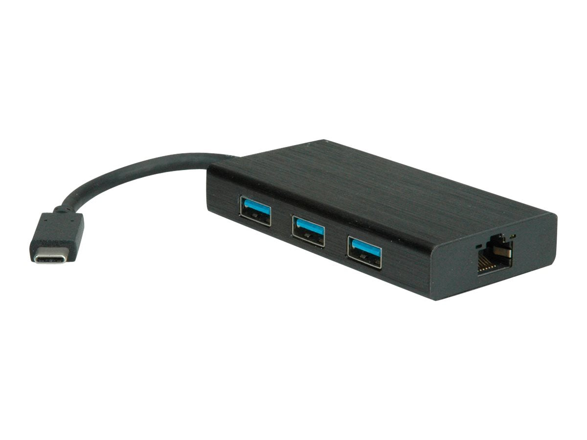VALUE USB 3.2 Gen 1 Typ C zu Gigabit Ethernet Konverter + Hub Vorderansicht