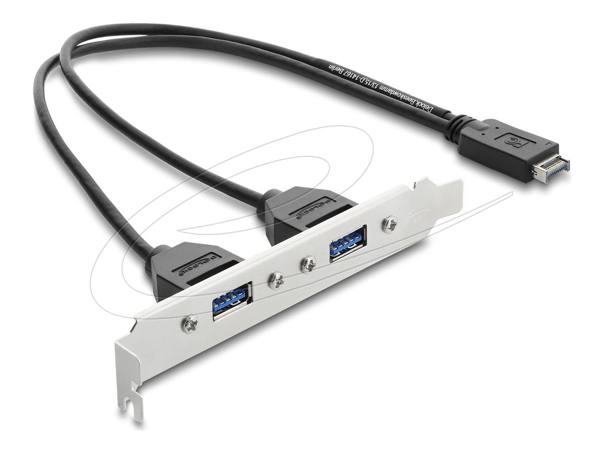 DELOCK USB Typ-E Key A Stecker zu 2 x USB 5 Gbps Typ-A Buchse - Vorderansicht