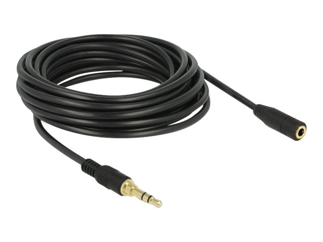 DELOCK Klinkenverlängerungskabel 3,5 mm 3 Pin Stecker zu Buchse 5 m schwarz - Verpackung