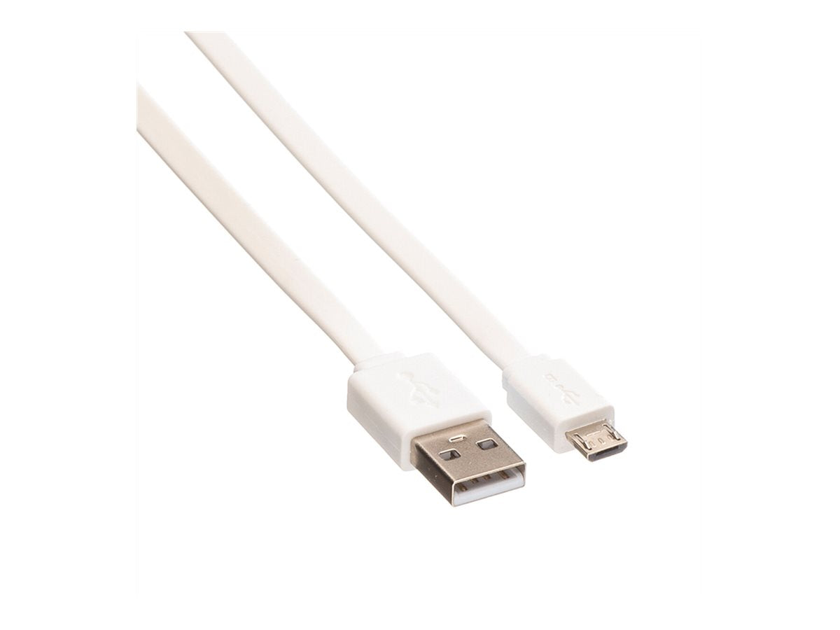 ROLINE USB 2.0 Kabel USB A ST - Micro USB B ST weiss 1m Anschlussansicht