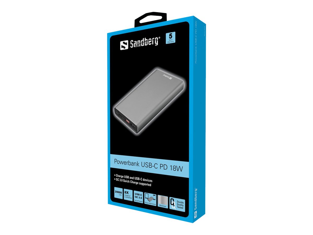 SANDBERG Powerbank USB-C PD 18W 20000mAh Detailansicht