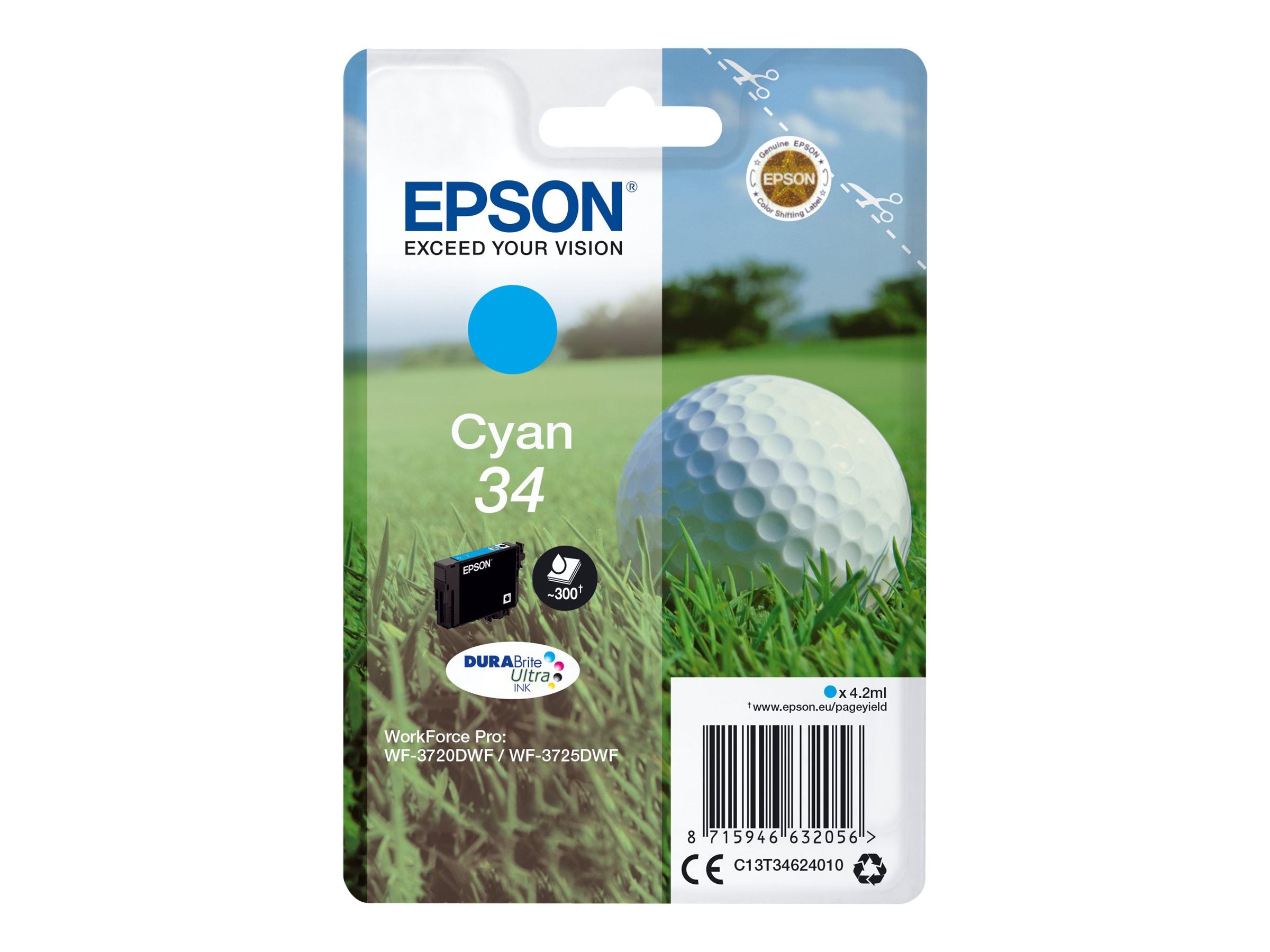 EPSON 2LB Singlepack Cyan 34 - DURABrite Ultra Ink Verpackung