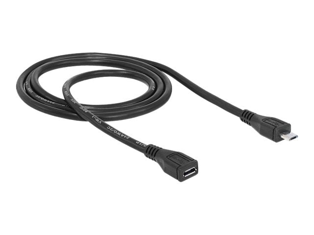 DELOCK Kabel USB 2.0 Micro B Stecker > USB 2.0 Micro B Buchse Verlängerung 1,0m - Vorderansicht