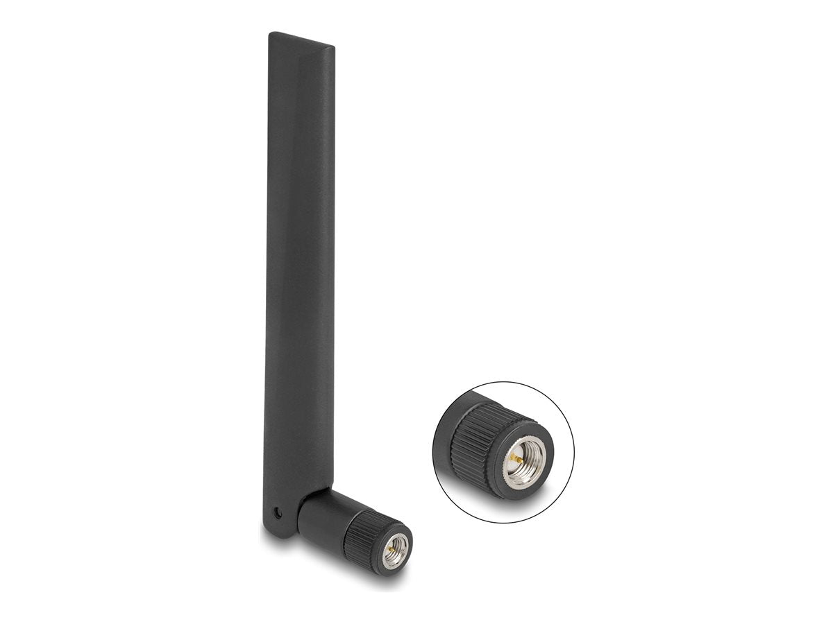 DELOCK WiFi 6E Antenne SMA Stecker 3 dBi omnidirektional mit Kippgelenk schwarz - Vorderansicht