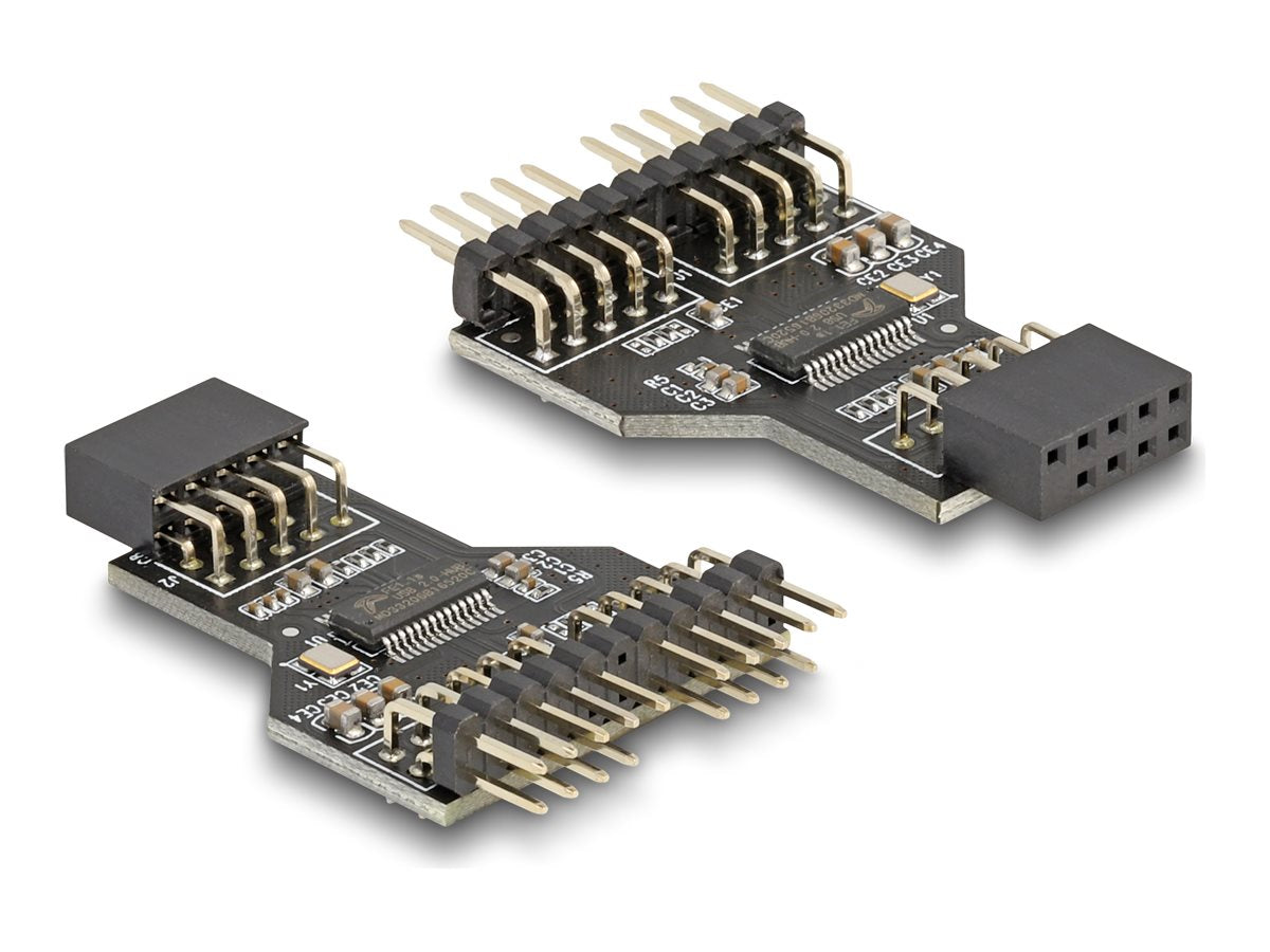 DELOCK USB 2.0 Hub 9 Pin Pfostenbuchse zu 2 x 9 Pin Pfostenstecker - Vorderansicht