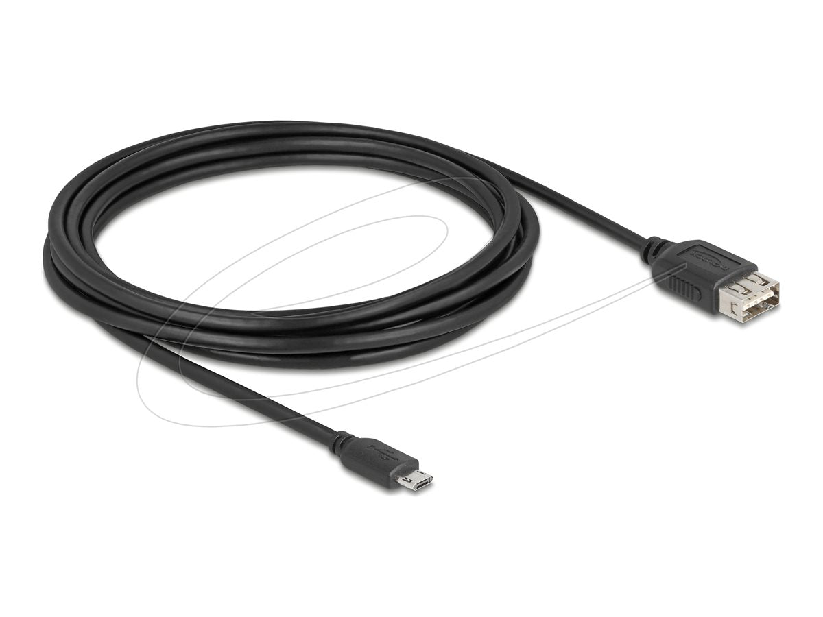 DELOCK USB 2.0 Kabel EASY USB Typ Micro-B Stecker zu EASY USB Typ-A Buchse 3m - Vorderansicht