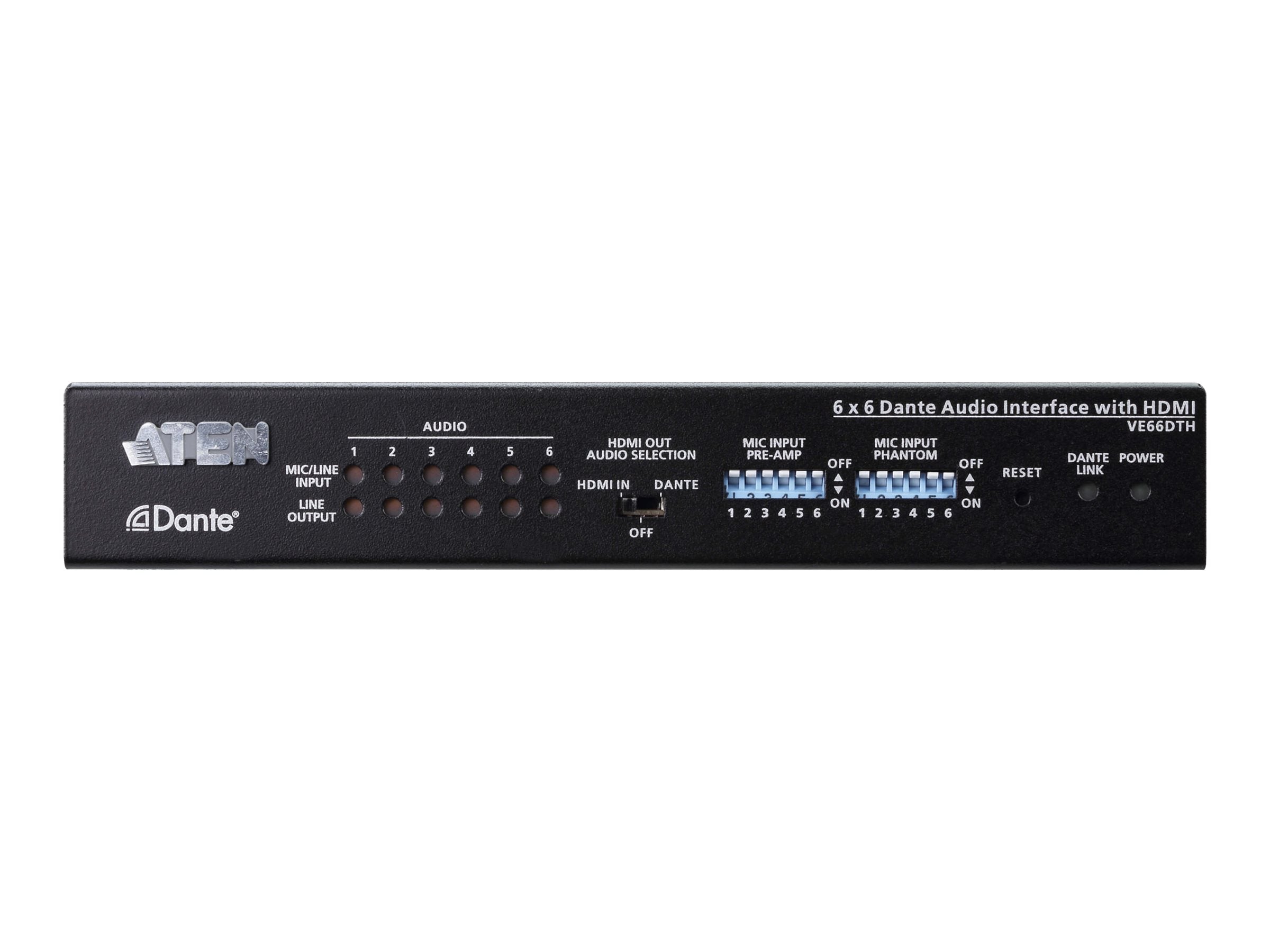ATEN VE66DTH 6x6 Dante Audio Interface mit HDMI - Vorderansicht