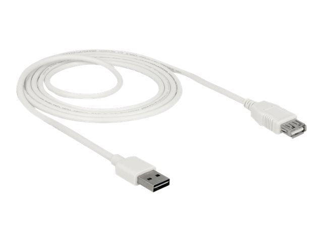 DELOCK Verlängerungskabel EASY-USB 2.0 Typ-A Stecker > USB 2.0 Typ-A Buchse weiss 2 m - Vorderansicht