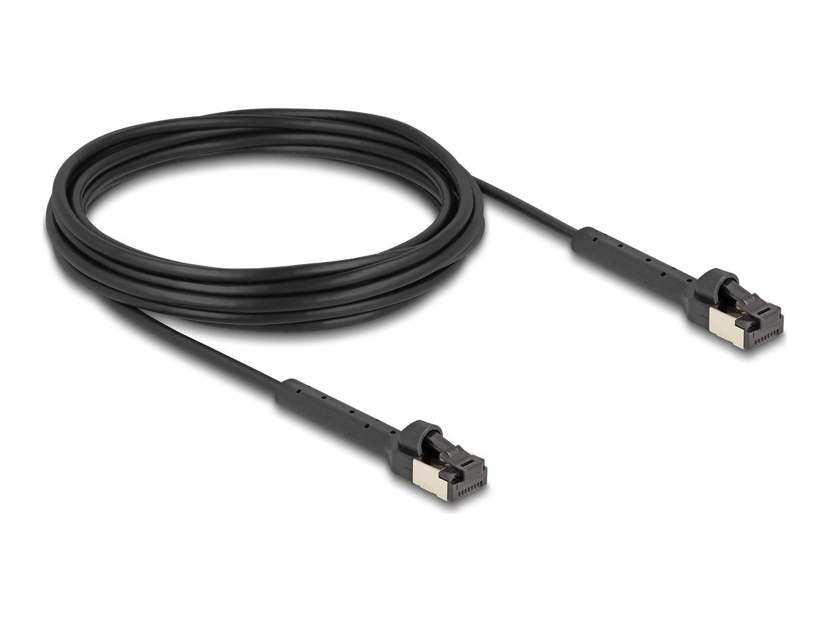 DELOCK RJ45 Slim Netzwerkkabel Cat.6A U/FTP winkelbar schwarz 5m - Vorderansicht