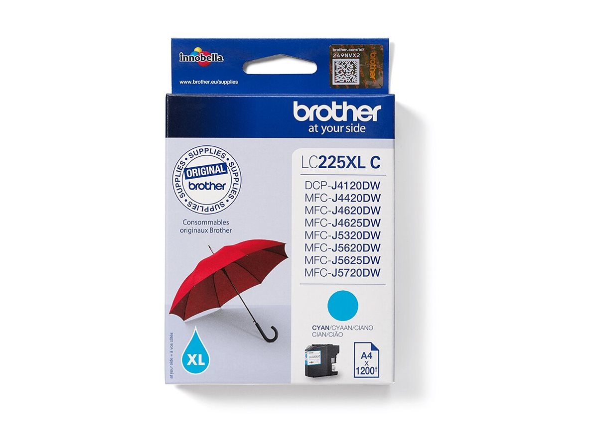 BROTHER LC-225XL Tinte cyan hohe Kapazität Vorderansicht