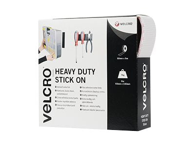 VELCRO Klettband Extra Stark Selbstklebend Haken & Flausch 50mm x 5m Weiss - Vorderansicht