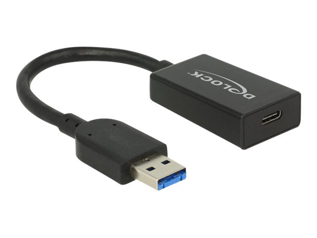 DELOCK Konverter USB 3.1 Gen 2 Typ-A Stecker > USB Type-C Buchse Aktiv schwarz 15cm Vorderansicht