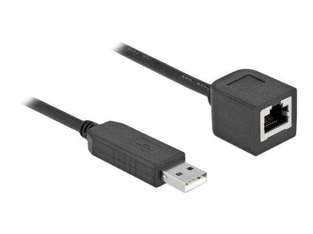 DELOCK Serielles Anschlusskabel mit FTDI Chipsatz USB 2.0 Typ-A Stecker zu RS-232 RJ45 Buchse 1m schwarz