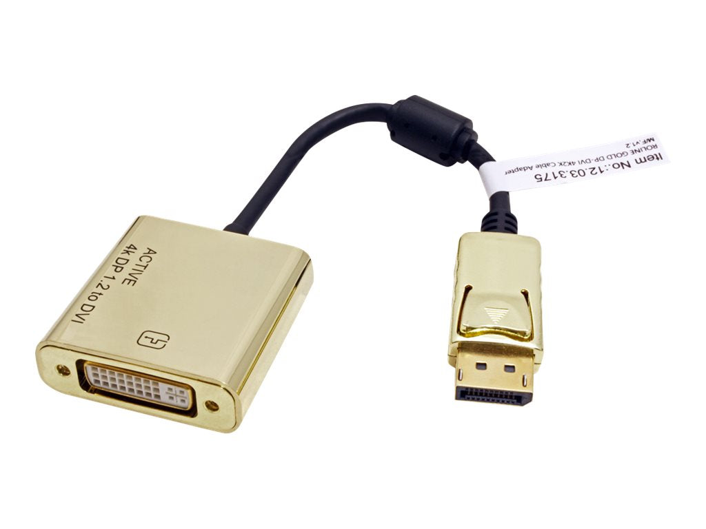 ROLINE GOLD 4K DisplayPort-DVI Adapter Aktiv v1.2 DP ST - DVI BU Vorderansicht