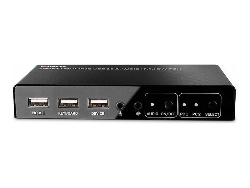 LINDY 2 Port HDMI 4K60 USB 2.0 & Audio KVM Switch Anschlussmöglichkeiten