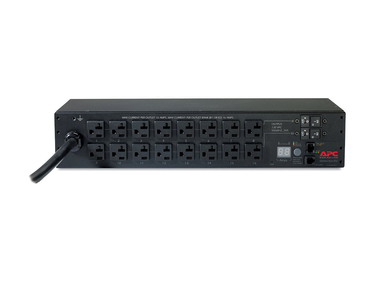APC Metered Rack PDU AP7802B Rack AC 100/120V input NEMA L5-30 output connectors 16 NEMA 5-20 2U 3