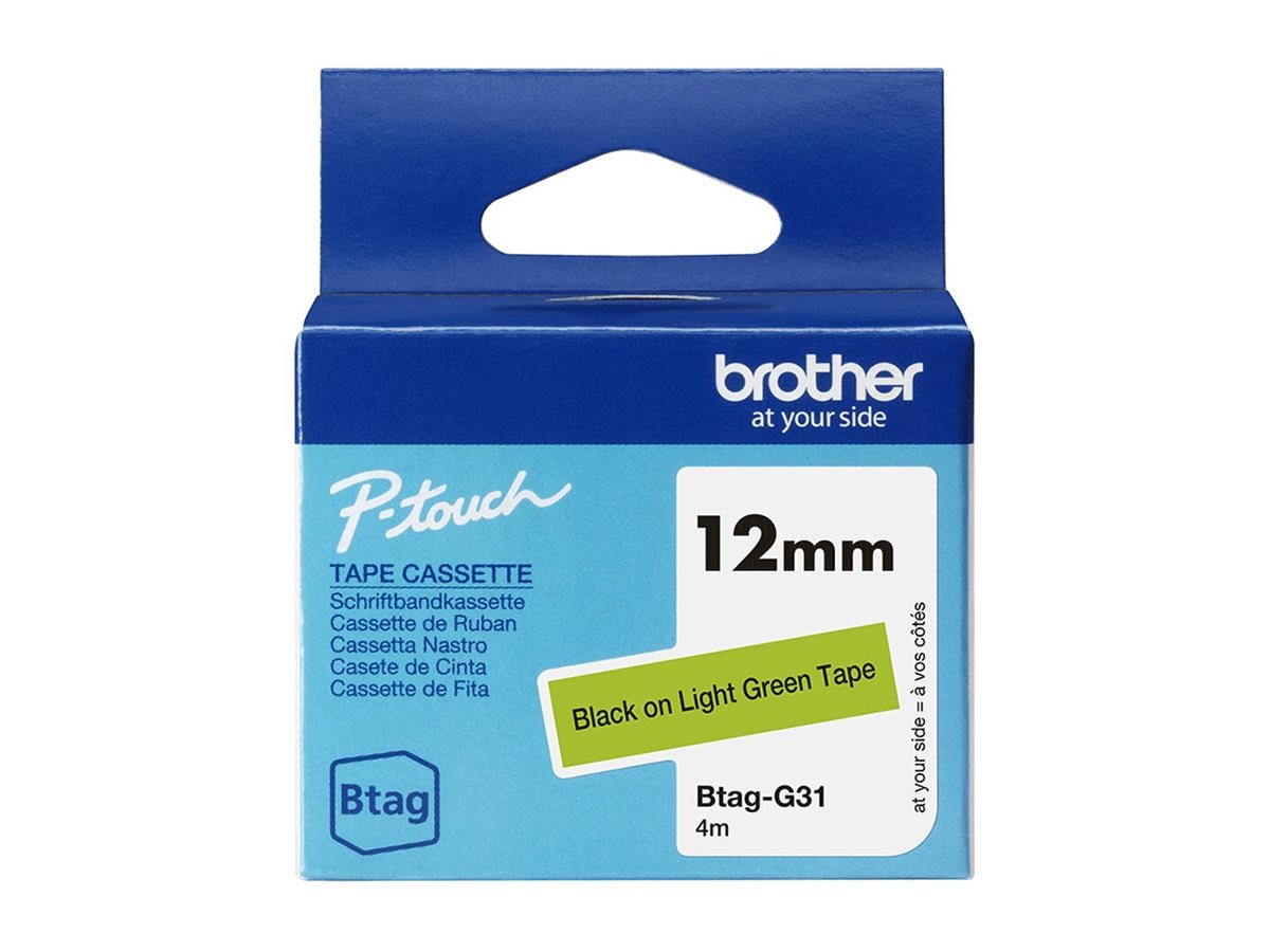 BROTHER BTAGG31 Tape Black on Light Green - Vorderansicht