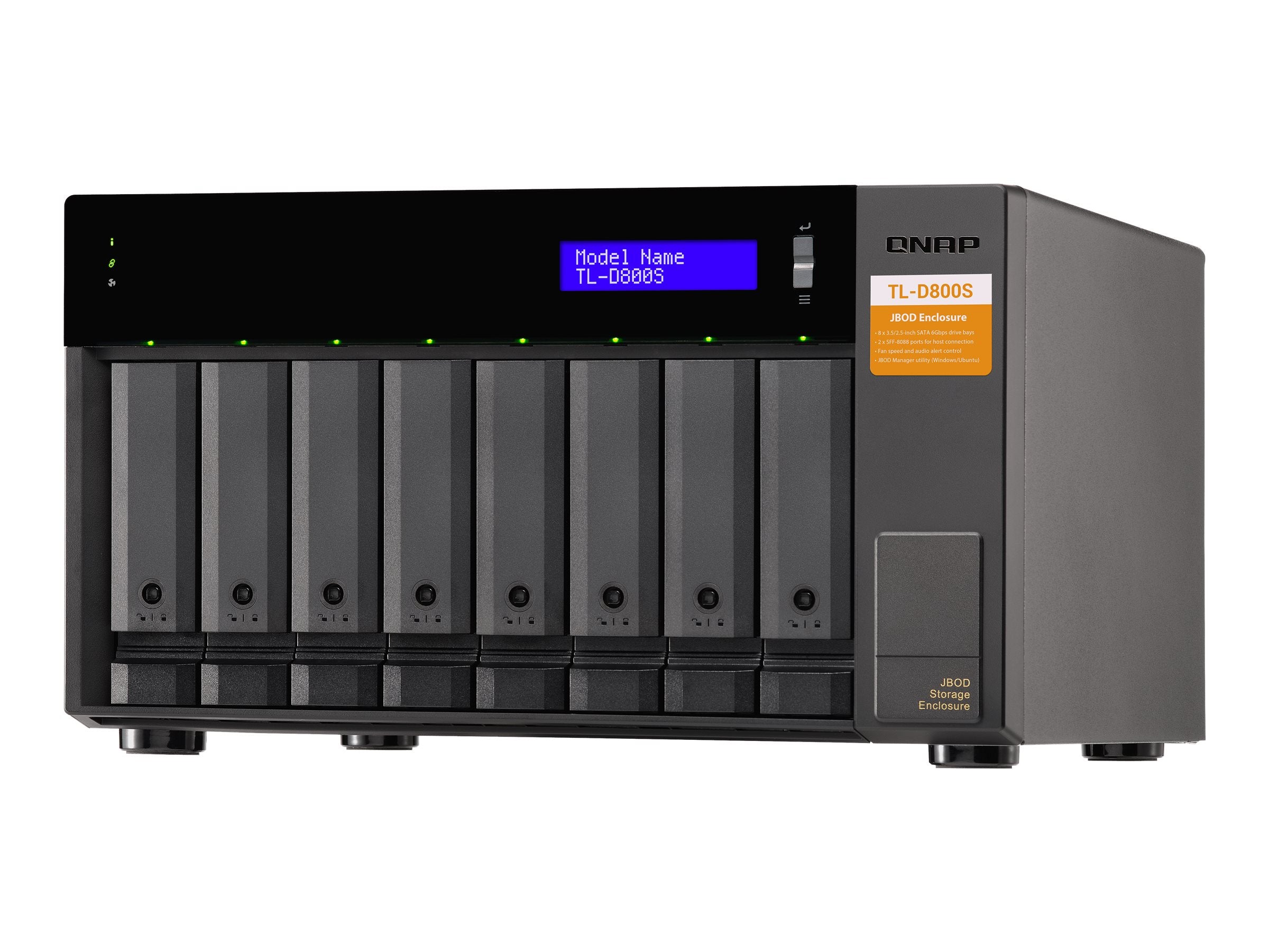 QNAP TL-D800S 8-bay desktop SATA JBOD expansion unit Verpackung