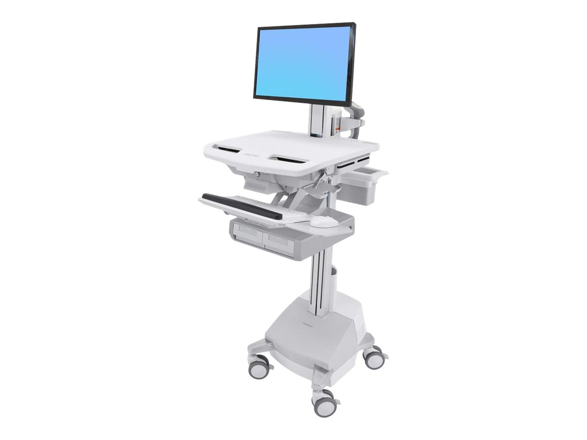 Vorderansicht des ERGOTRON StyleView Wagens mit LCD-Gelenk SLA-Antrieb 2 Schubladen 2x1