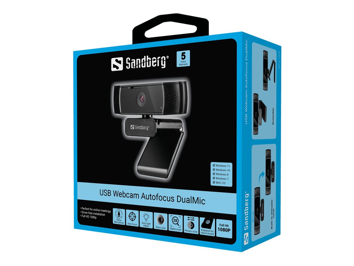SANDBERG USB Webcam Autofocus DualMic Verpackung