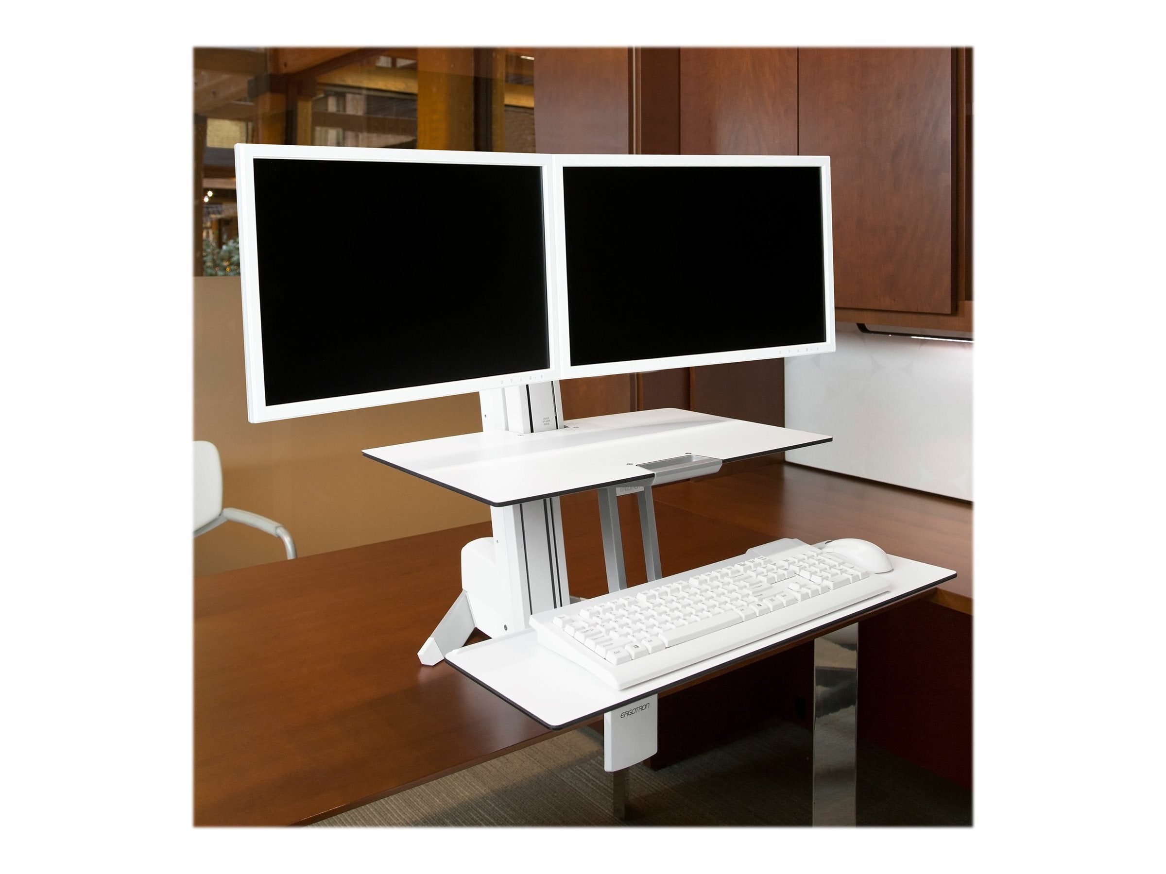 ERGOTRON WorkFit-S Dual mit Arbeitsflaeche + Tastaturablage weiss LCD bis 61cm 24Zoll max 11