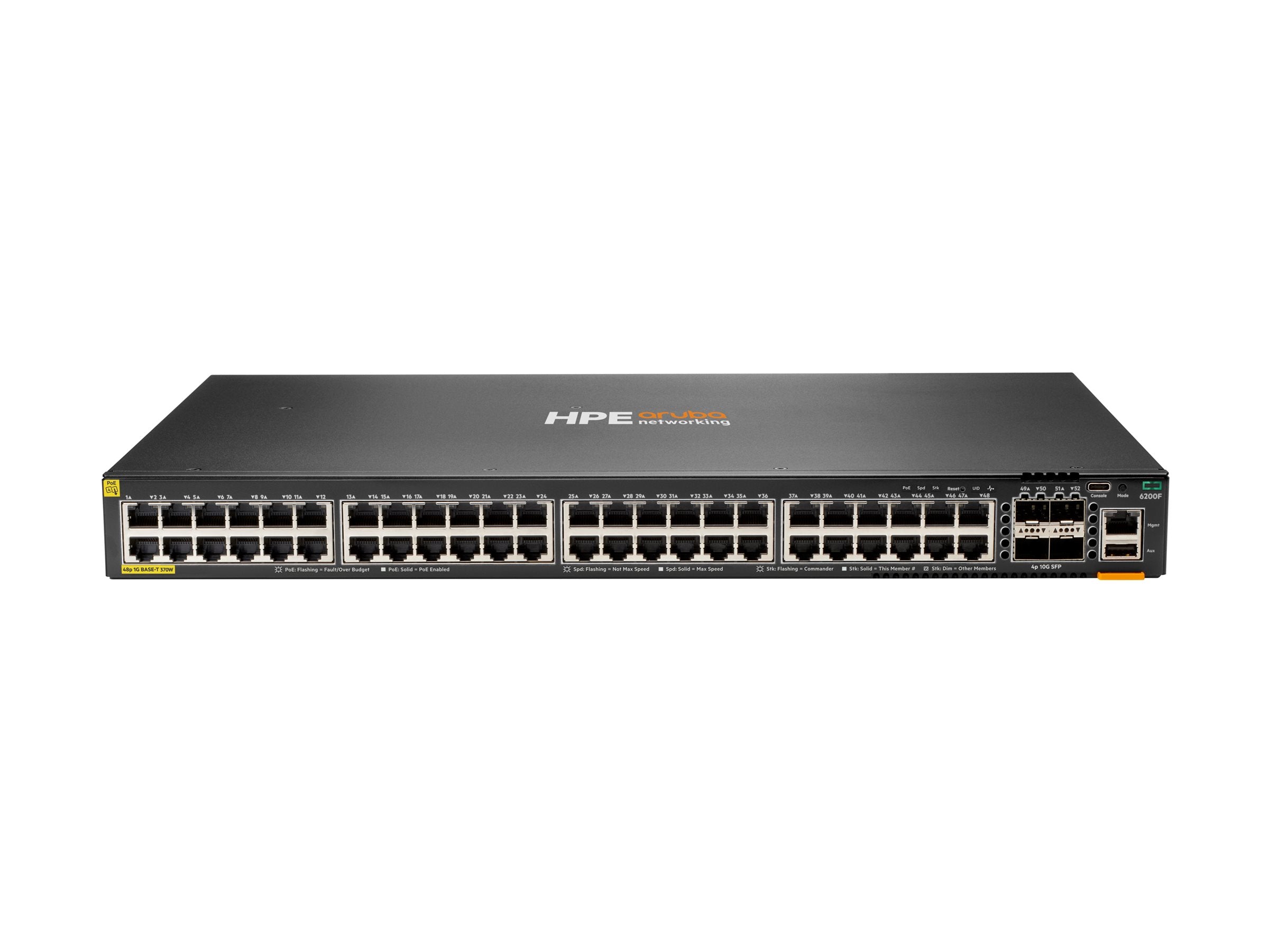 ARUBA HPE Aruba Networking CX 6200F 48G 4SFP+ Switch Vorderansicht
