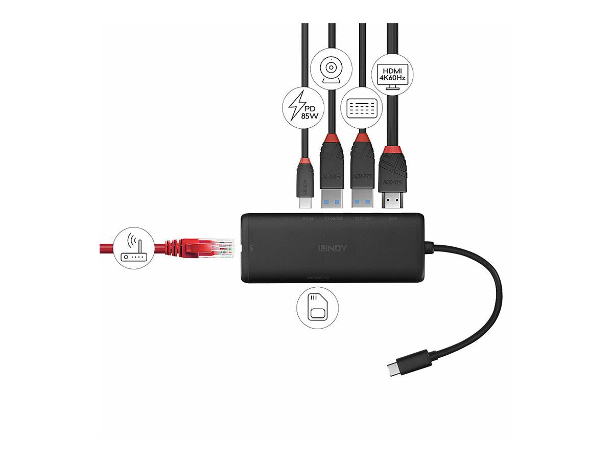LINDY USB 3.2 Typ C Laptop Mini Dock Vorderansicht
