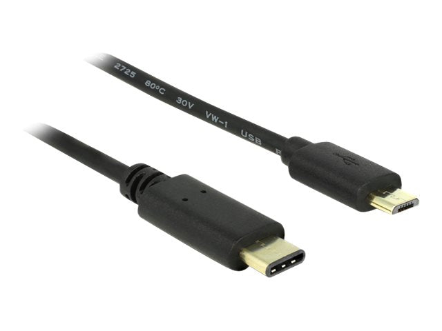 DELOCK Kabel USB Typ-C 2.0 Stecker > USB 2.0 Typ Micro-B Stecker 2,0 m schwarz - Vorderansicht