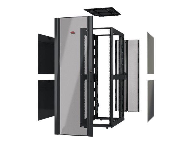 Detailansicht der Kabelzugriffsöffnungen des APC NetShelter SX 48U Gehäuses