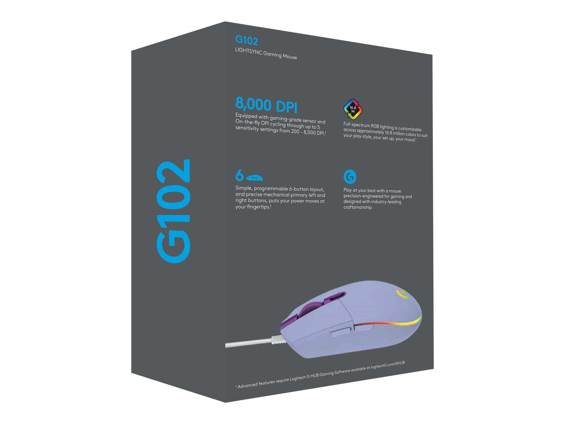 LOGITECH G102 LIGHTSYNC Gaming-Maus Vorderansicht