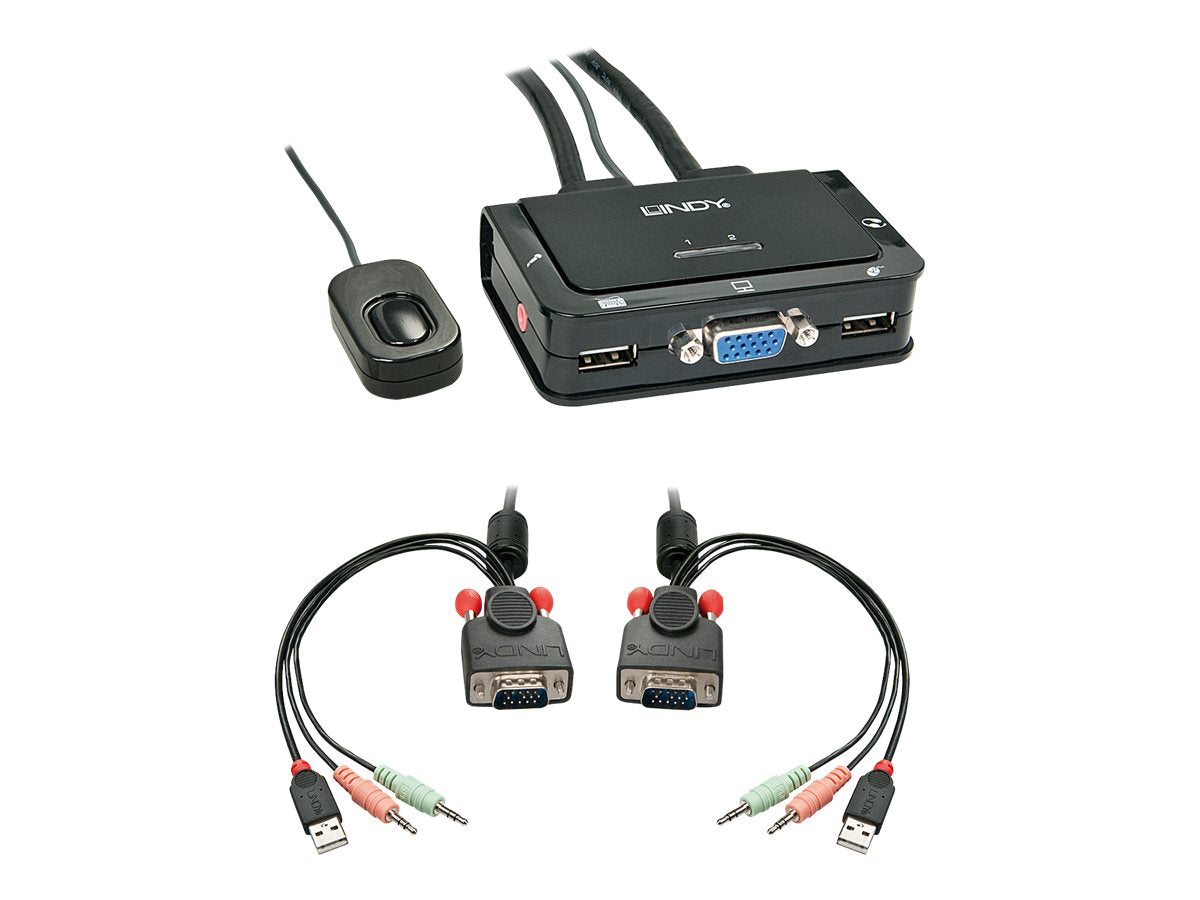 LINDY VGA KVM Switch 2 Port USB 2.0 Audio - Vorderansicht