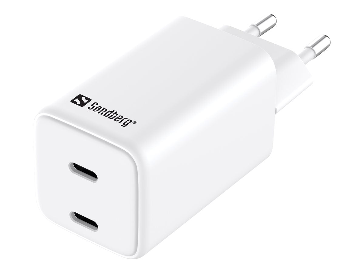 SANDBERG AC Charger Dual USB-C PD65W EU Vorderansicht