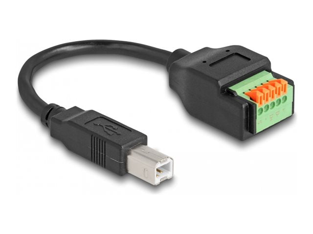 DELOCK USB 2.0 Kabel Typ-B Stecker zu Terminalblock Adapter mit Drucktaster 15cm - Vorderansicht