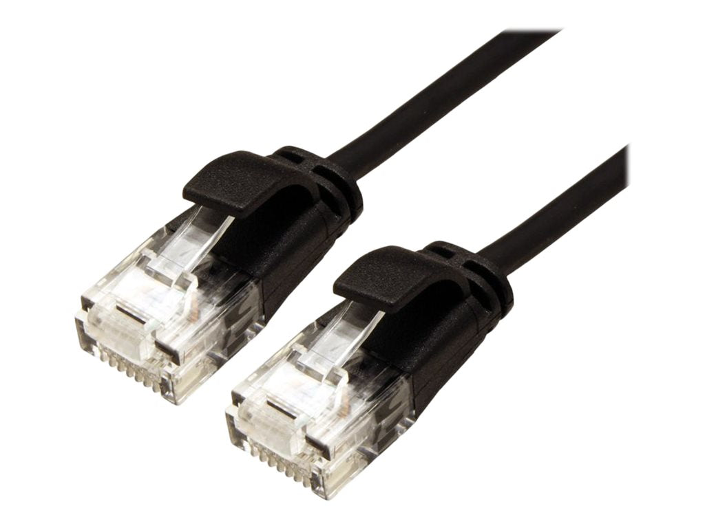 ROLINE GREEN UTP Patchkabel Kat.6A Class EA LSOH slim schwarz 0,15m - Vorderansicht