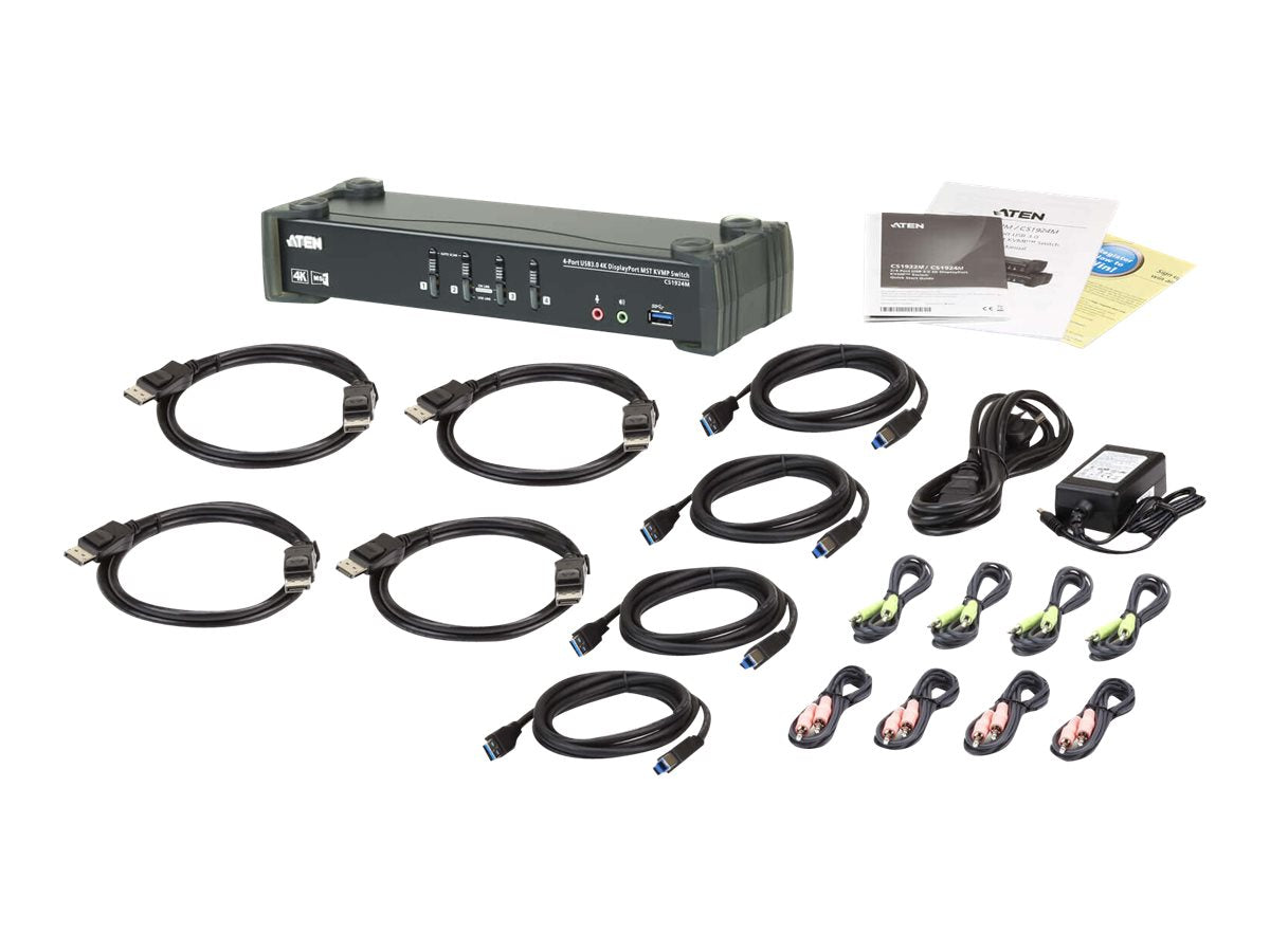 ATEN CS1924M 4-Port USB 3.0 4K DisplayPort MST KVM Switch Anschlussansicht