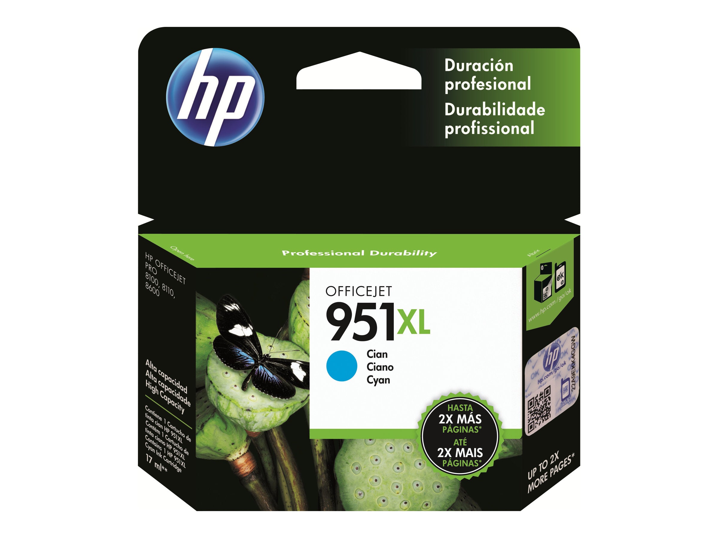 HP 951XL original Tintenpatrone CN046AE BGX cyan Vorderansicht