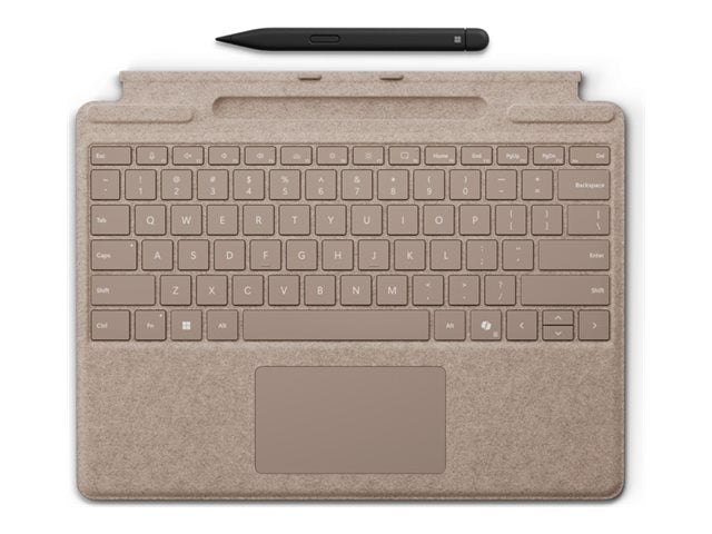 Vorderansicht des MICROSOFT Surface Pro Keyboard mit Slim Pen Graubeige