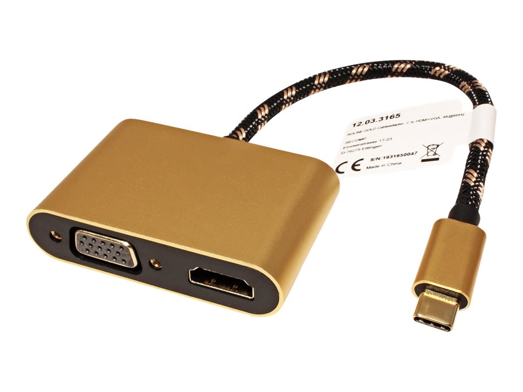 ROLINE GOLD Display Adapter USB Typ C - VGA + HDMI Vorderansicht