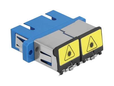 DELOCK LWL Kupplung mit Laserschutzklappe SC Duplex Buchse zu SC Duplex Buchse Singlemode blau
