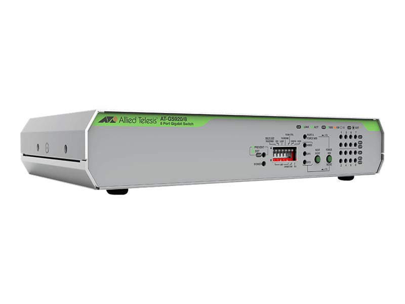 ALLIED 8x 10/100/1000T unmanaged PoE+ switch Vorderansicht