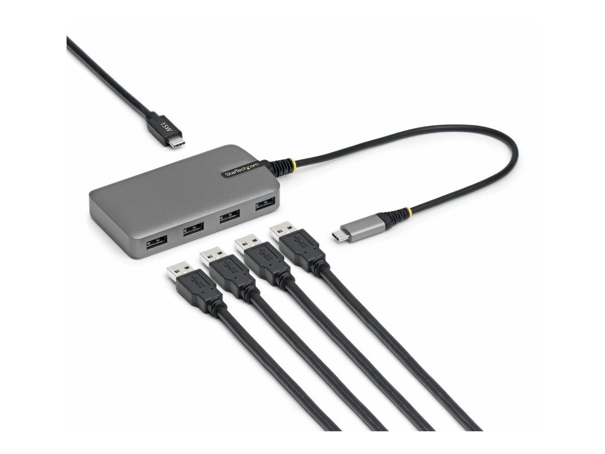 STARTECH.COM 4-Port USB-C Hub 5Gbps Busbetrieben USB-C zu USB-A Hub USB C-Netzteil Port 30cm Kabel Reisehub USBC auf A Adapter