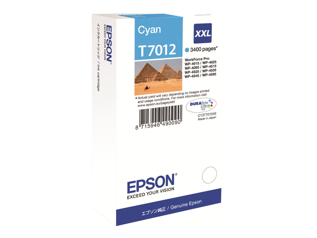 EPSON T7012 Tintenpatrone Cyan XXL Vorderansicht