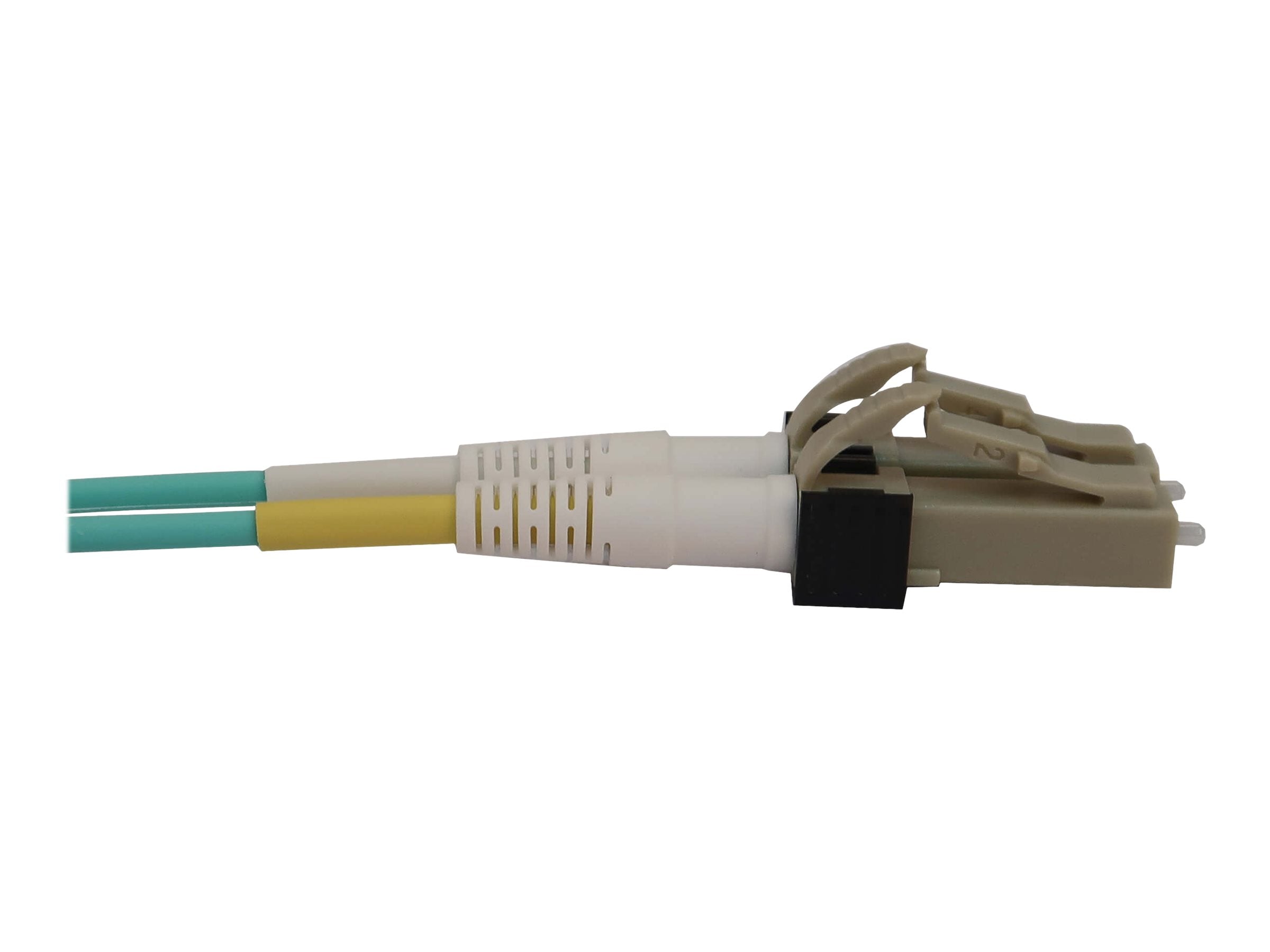 EATON TRIPPLITE 40/100/400G Multimode 50/125 OM3 Fiber Optic Cable 12F MTP/MPO-PC to 4x Duplex LC/PC F/M LSZH Aqua 5m 16