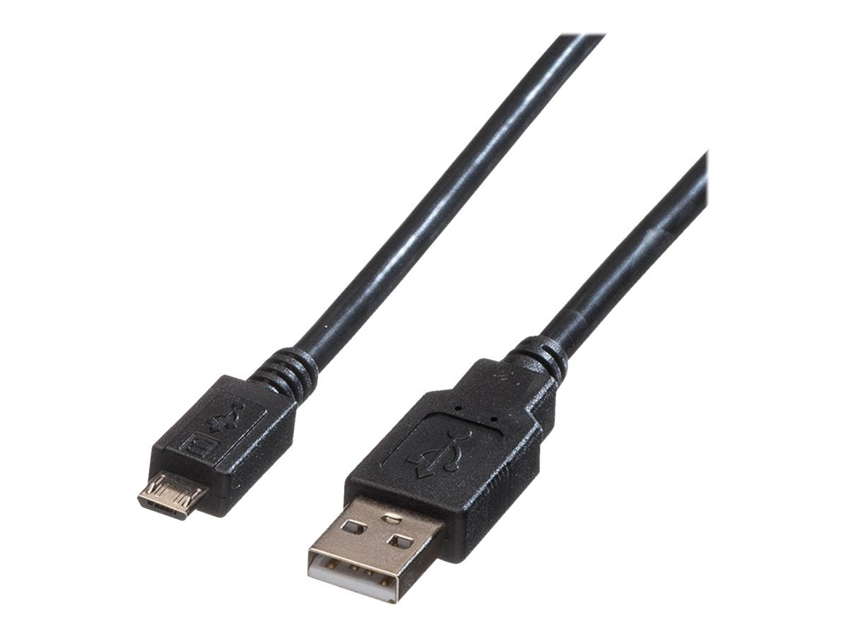 ROLINE USB 2.0 Kabel USB A ST - Micro USB B ST schwarz 0,15m Vorderansicht